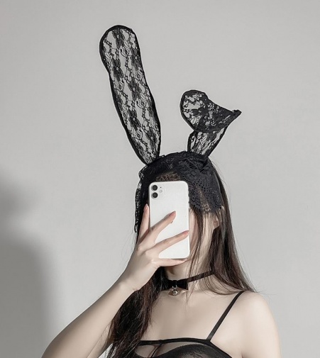 SB - Lace Bunny Ears - Black photo