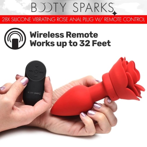 Booty Sparks - 28X 玫瑰花形后庭震动器 中码 - 红色 照片