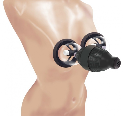 A-One - Excite Electric Nipple Cup DX Vibrator w/Pump - Black photo