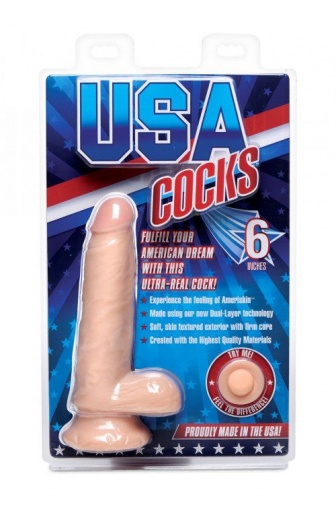 USA Cocks - 6'' Ameriskin Dual Density Dildo - Flesh photo